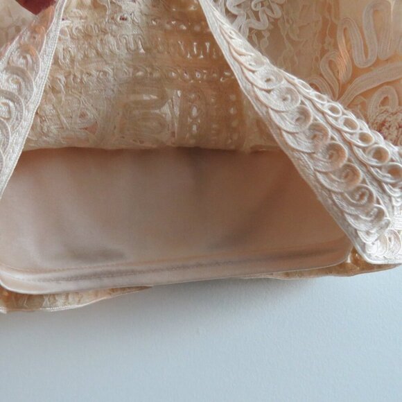 VINTAGE SUE WONG NOCTURNE Cream Soutache Lace Floral Shift Dress Y2K - Size US 8 - Picture 11 of 16